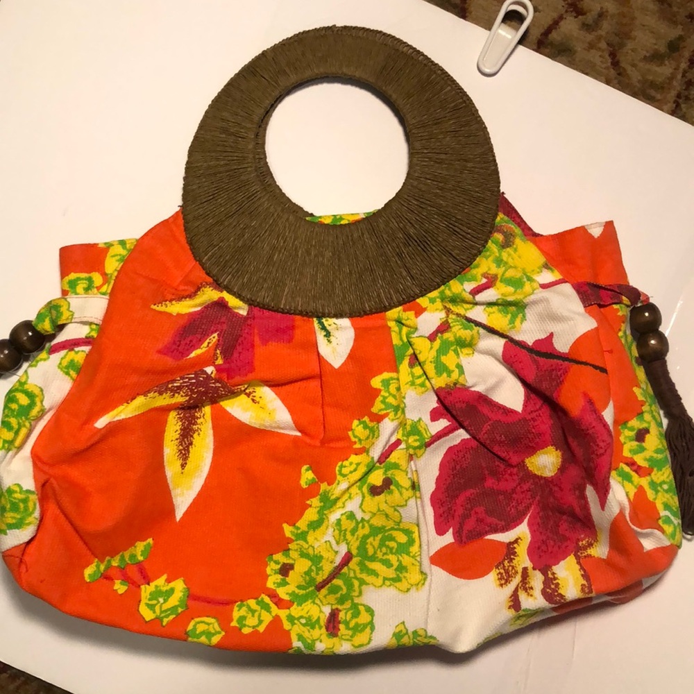 Boho colorful tropical floral fall Y2k stassel hand bag